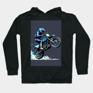 Dirt bike sweet wheelie - pixel art style blue and tan Hoodie